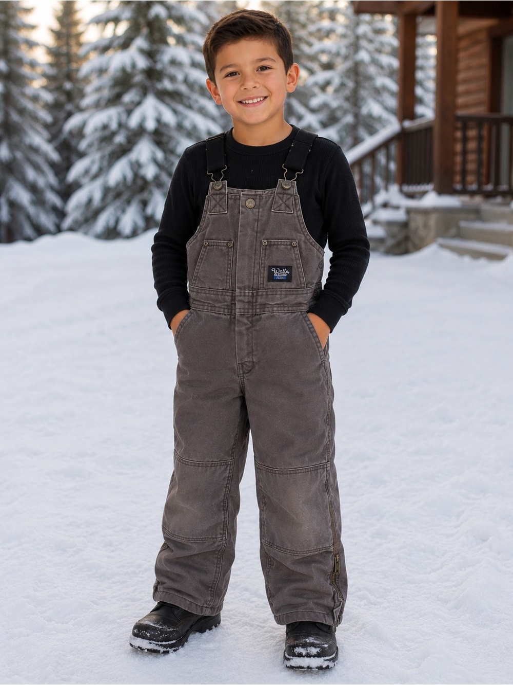 Walls Brown Kids Overalls with Black Straps